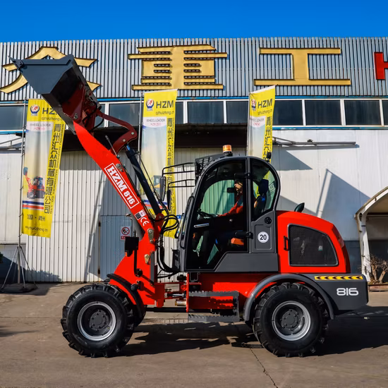 Китайский поставщик HSm Компактный/сочлененный/многофункциональный с ковшом двигателя CE/Евро 5/навесным оборудованием/кабиной/ропсами/рулонной балкой 816 Мини-погрузчик для продаж/сада